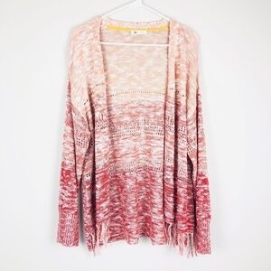 OVLA BOHO Leganlook Fringed Hem Open Front Sweater Cardigan XL